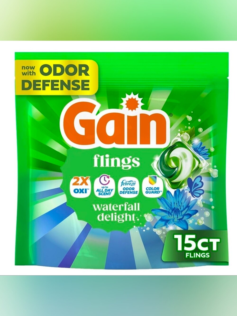 Flings Waterfall Delight Laundry Detergent Pacs -(15pods)